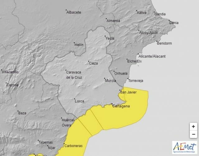 Meteorología advierte de temporal en la costa para el viernes por la tarde y noche (Aviso amarillo)