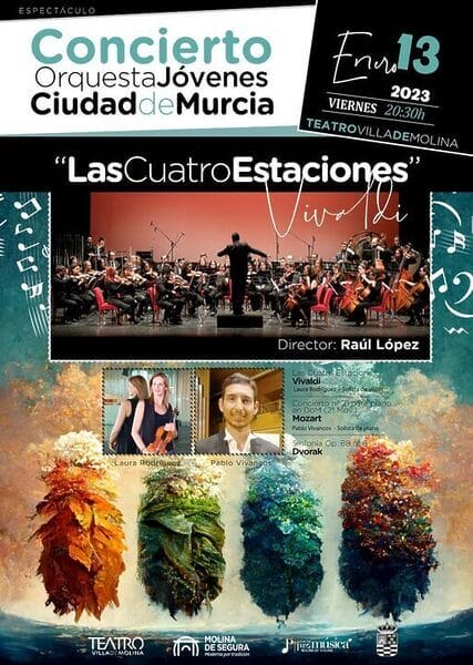 La Orquesta de Jóvenes Ciudad de Murcia ofrece el concierto LAS CUATRO ESTACIONES en el Teatro Villa de Molina el viernes 13 de enero